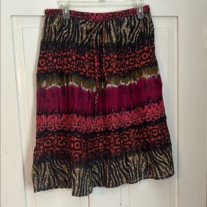 Jane Ashley Women’s MIDI Skirt Medium Multi Colored Tiered Boho Fairy Grunge